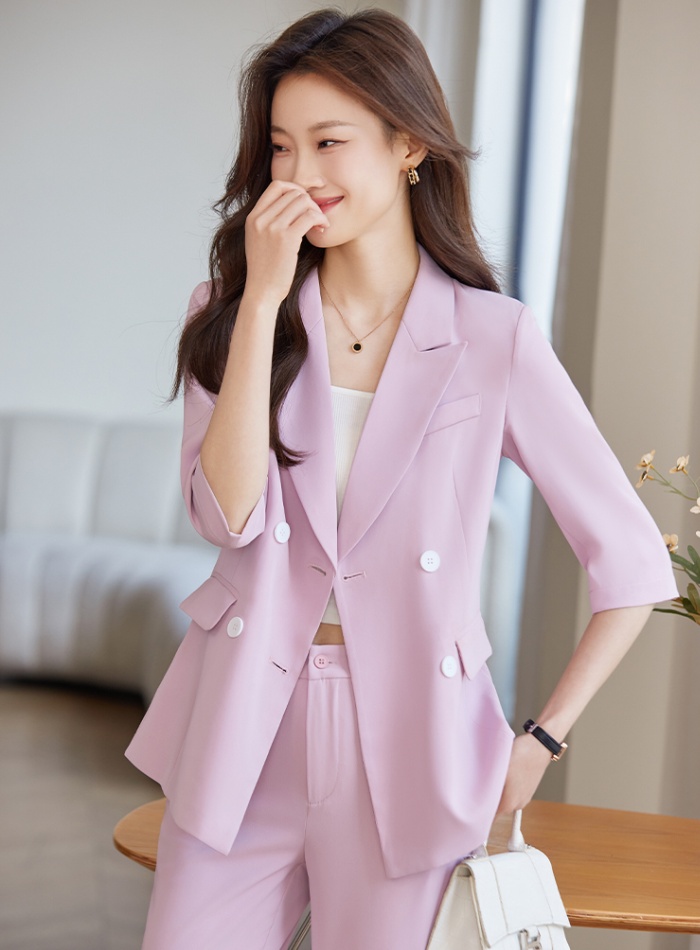 Spring coat loose suit pants 2pcs set for women