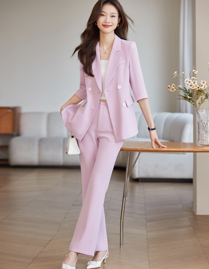 Spring coat loose suit pants 2pcs set for women