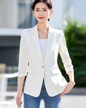 Apricot business suit short sleeve coat for women