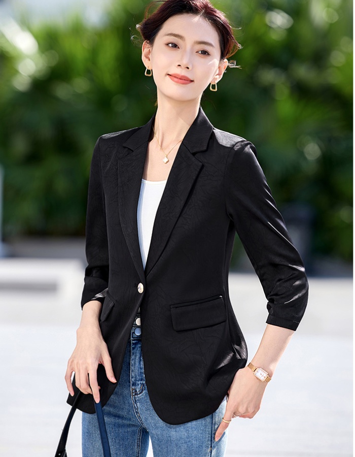 Apricot business suit short sleeve coat for women