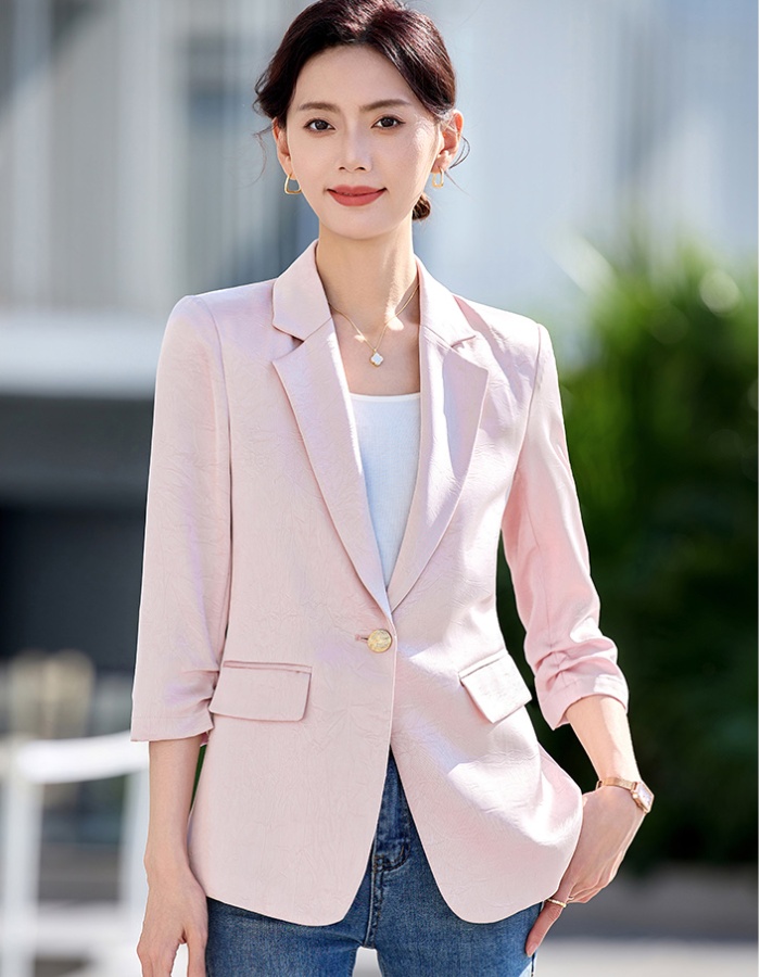 Apricot business suit short sleeve coat for women