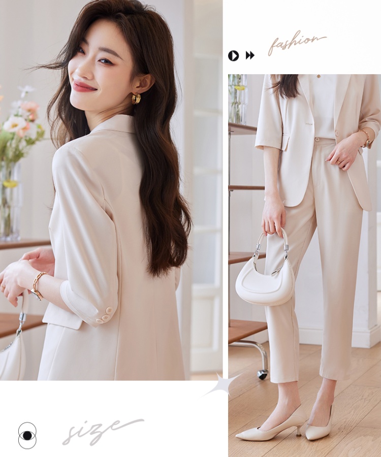 Casual cropped pants short business suit 2pcs set