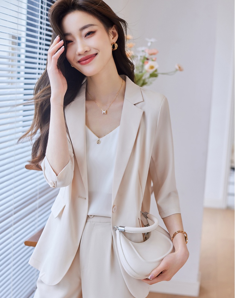 Casual cropped pants short business suit 2pcs set