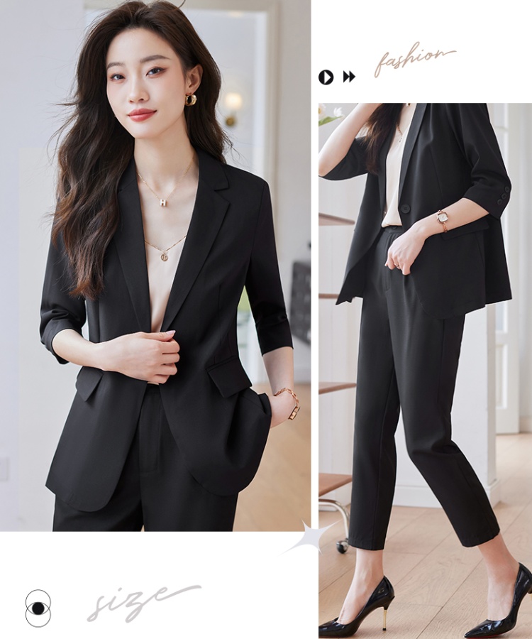 Casual cropped pants short business suit 2pcs set