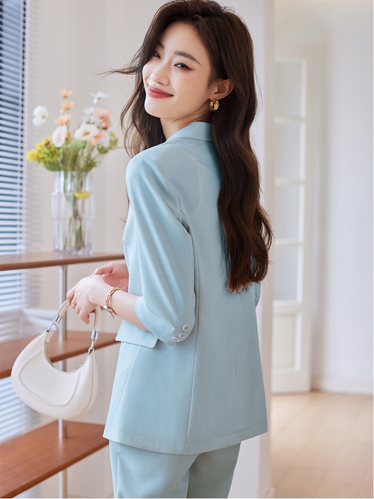 Casual cropped pants short business suit 2pcs set