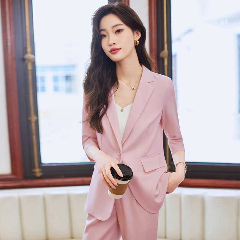 Casual cropped pants short business suit 2pcs set