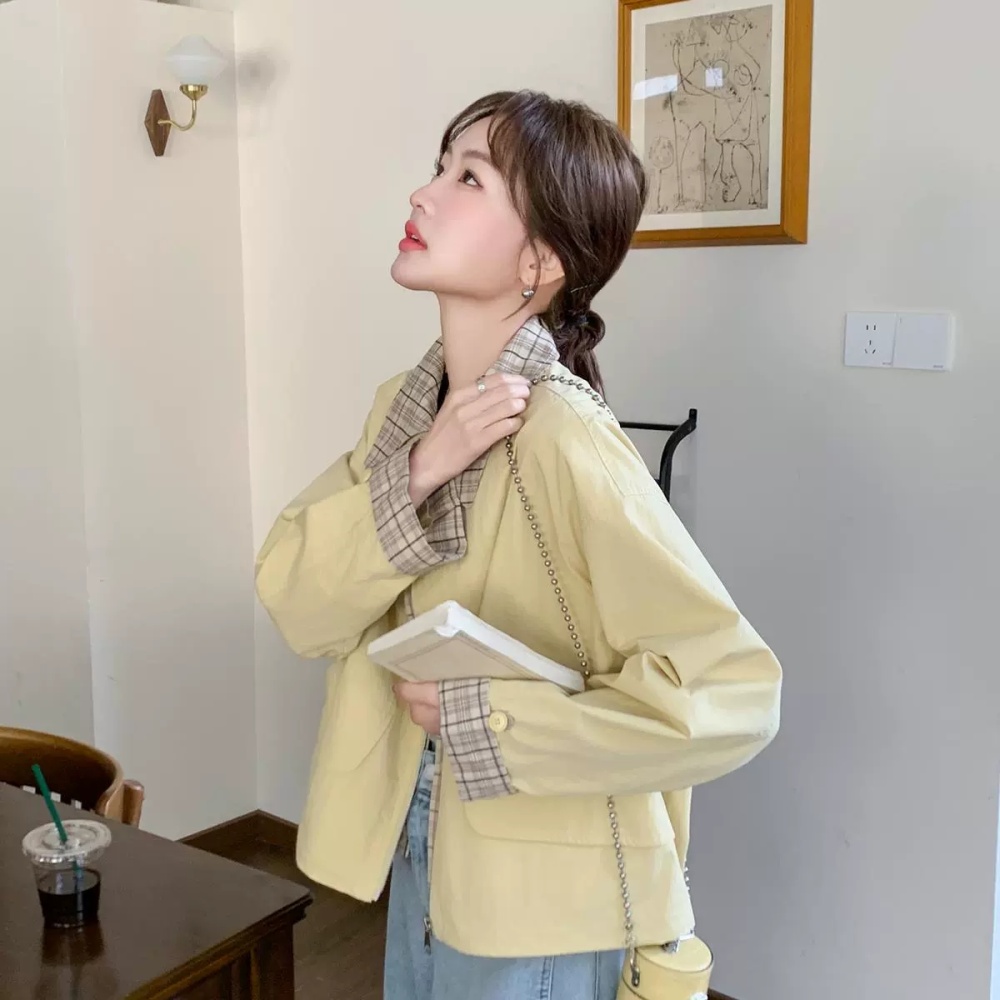 Short yellow shirts unique Casual coat for women