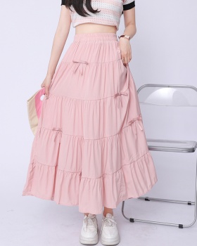 Bow sweet long drape high waist show young skirt for women