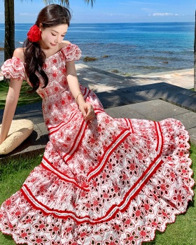 Niche hollow dress embroidered sweet long dress