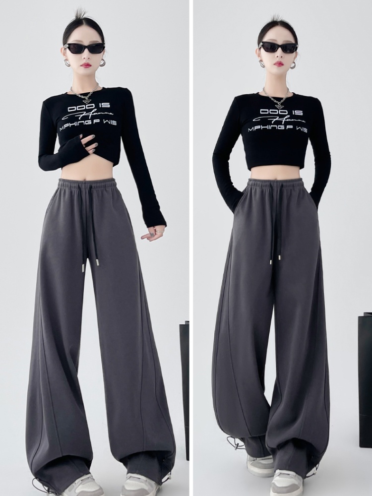 Loose wide leg spring and autumn sweatpants for women