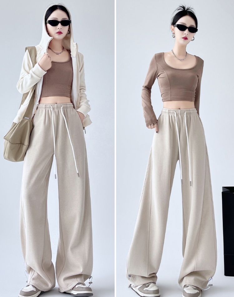 Loose wide leg spring and autumn sweatpants for women