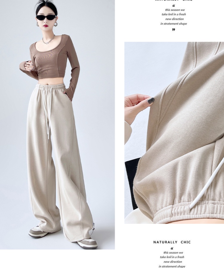 Loose wide leg spring and autumn sweatpants for women