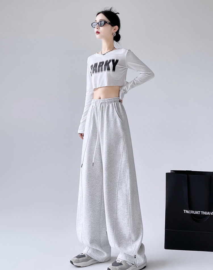 Loose wide leg spring and autumn sweatpants for women