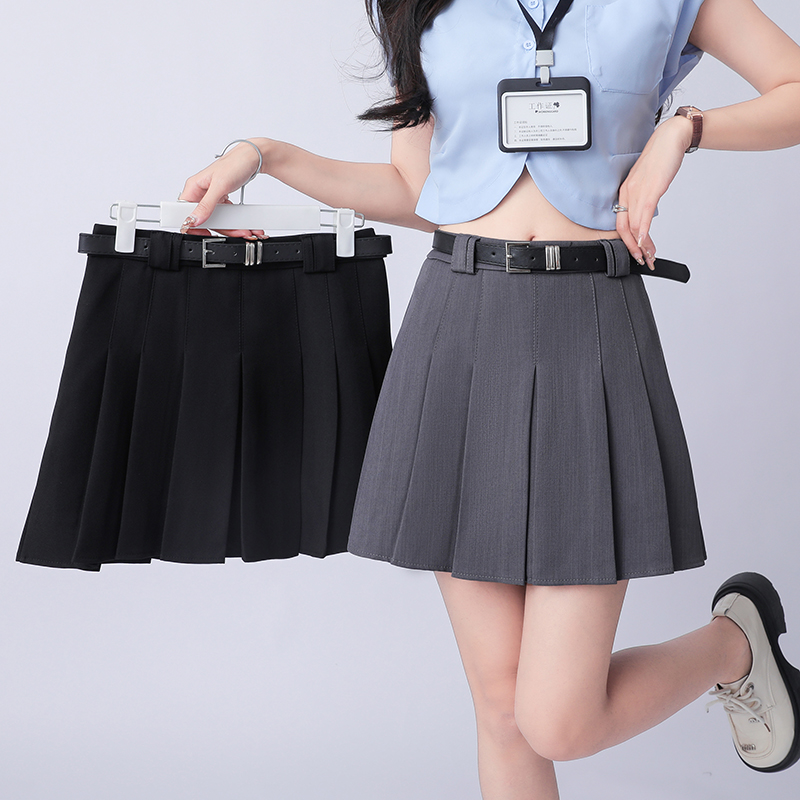 A-line anti emptied business suit pleated skirt for women