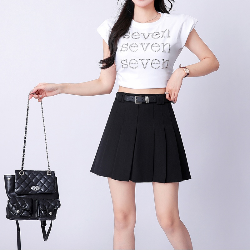 A-line anti emptied business suit pleated skirt for women