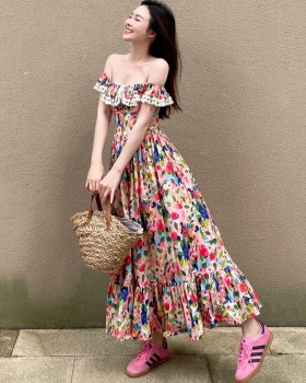 Sleeveless long dress printing dress for women