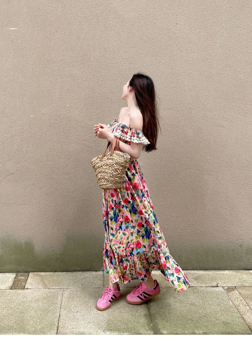 Sleeveless long dress printing dress for women