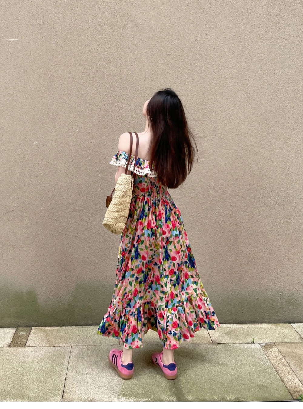 Sleeveless long dress printing dress for women