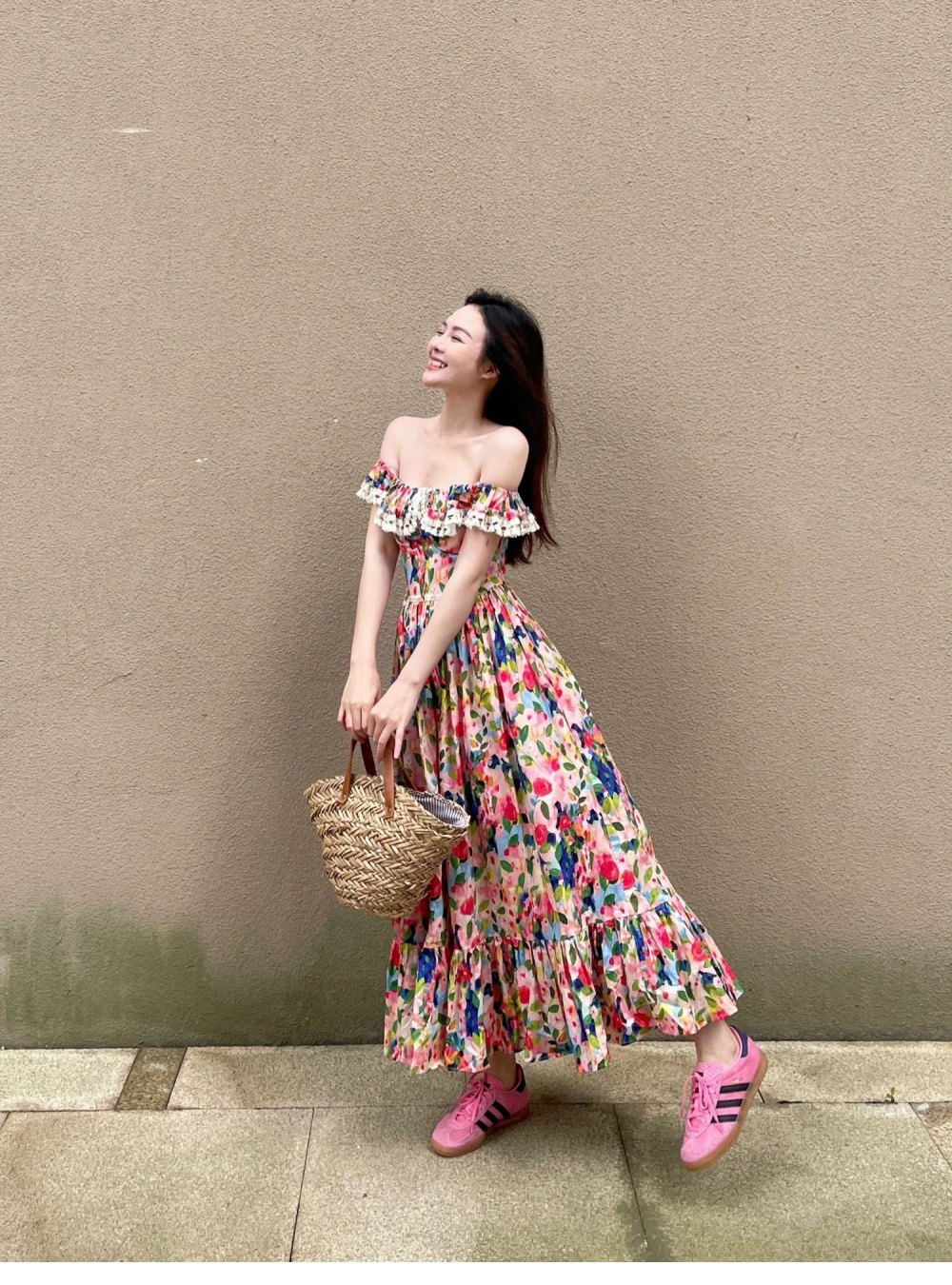 Sleeveless long dress printing dress for women