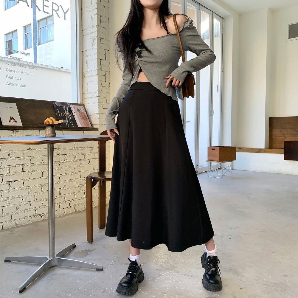 High waist large yard long skirt A-line slim skirt