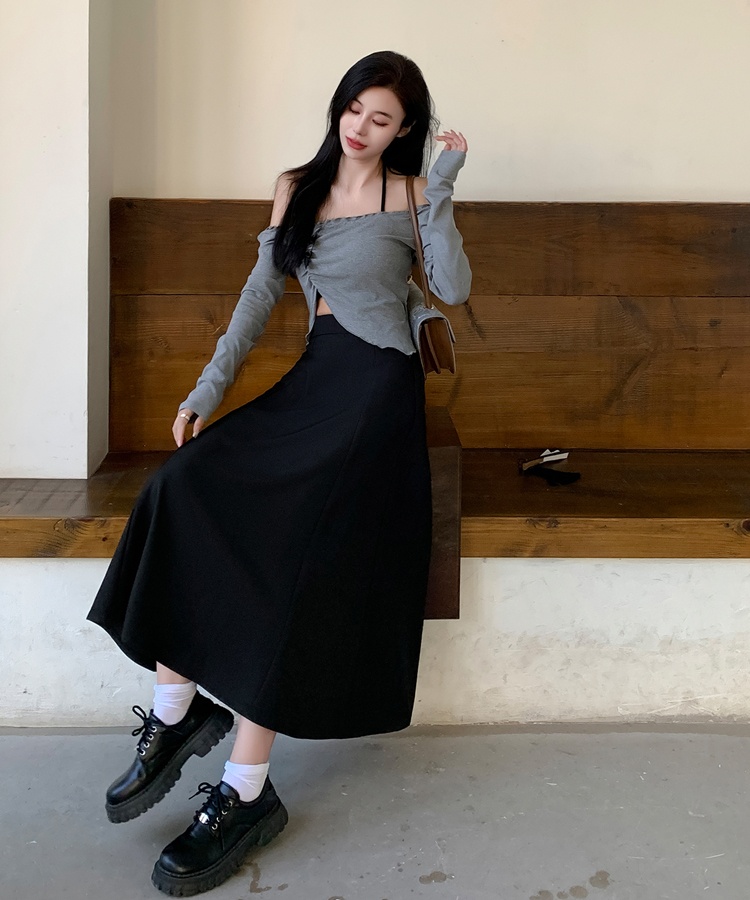 High waist large yard long skirt A-line slim skirt