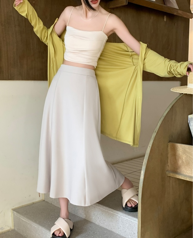 High waist large yard long skirt A-line slim skirt