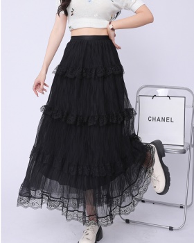 High waist spring and summer skirt fold long skirt for women