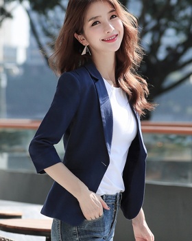 Short sleeve cotton linen coat short slim business suit for women