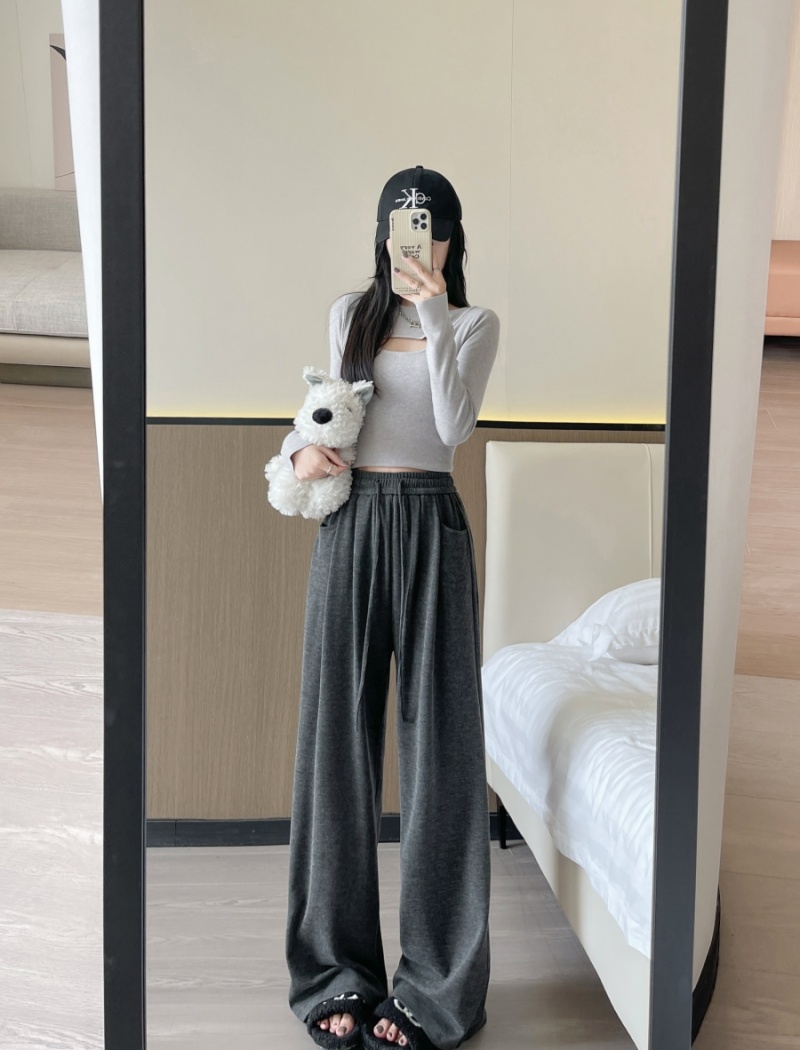 Spring loose wide leg pants Casual straight pants for women