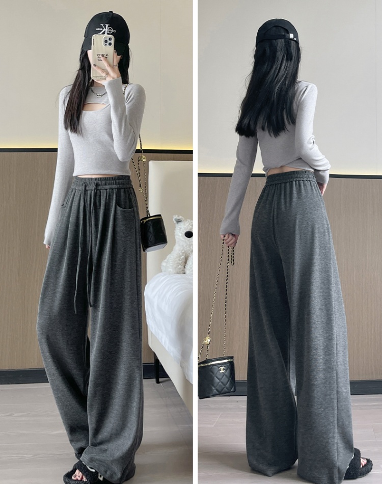 Spring loose wide leg pants Casual straight pants for women