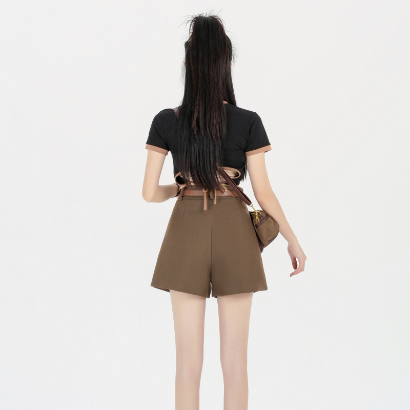 High waist A-line wide leg pants spicegirl shorts