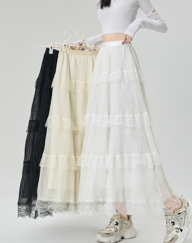 Elastic A-line long skirt cake skirt for women