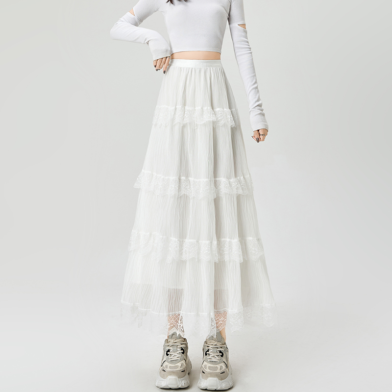 Elastic A-line long skirt cake skirt for women