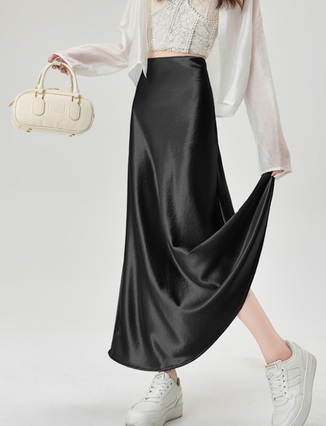 Drape package hip skirt A-line long dress for women