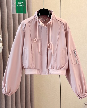 Slim all-match tops Casual cstand collar jacket for women