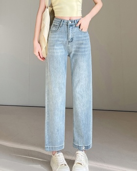 Straight Korean style pants high waist jeans for women