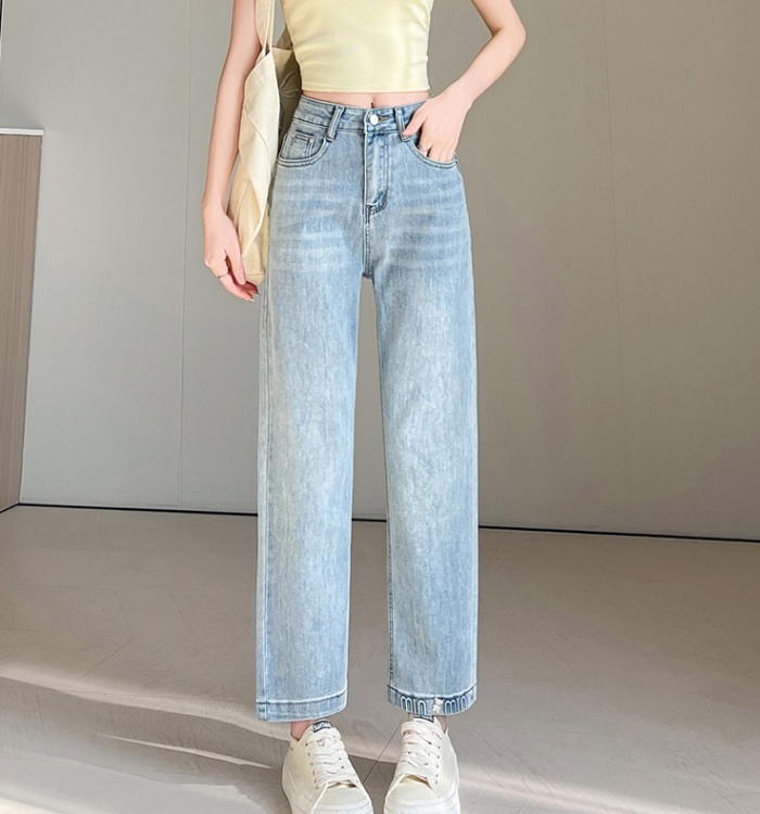 Straight Korean style pants high waist jeans for women