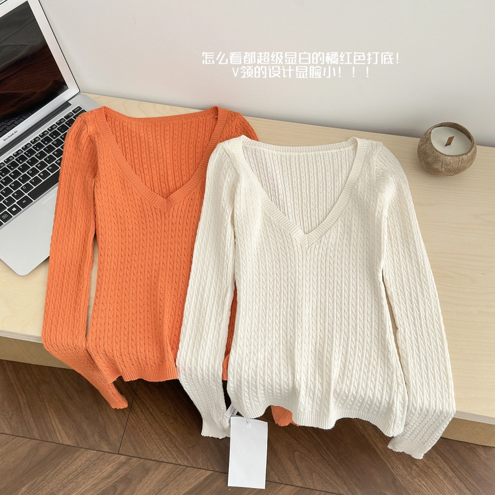 Long sleeve tops knitted bottoming shirt for women