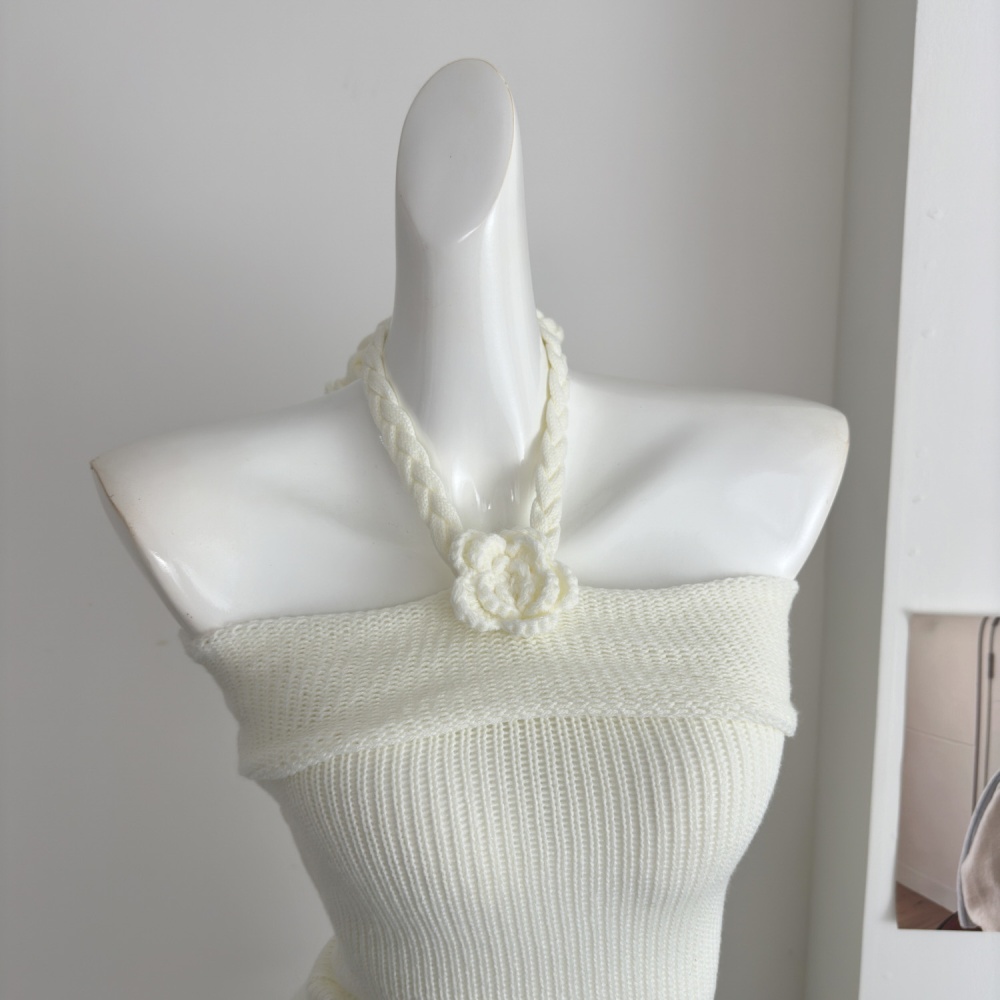 Enticement flowers white wrapped chest halter spring tops