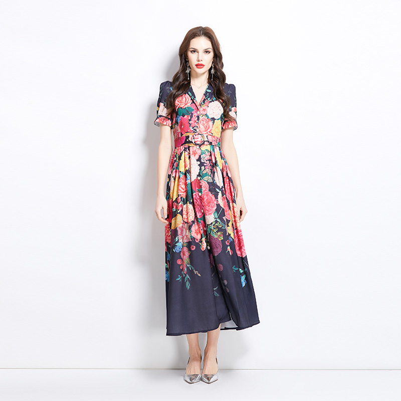 Vacation painting spring and summer long flowers dress