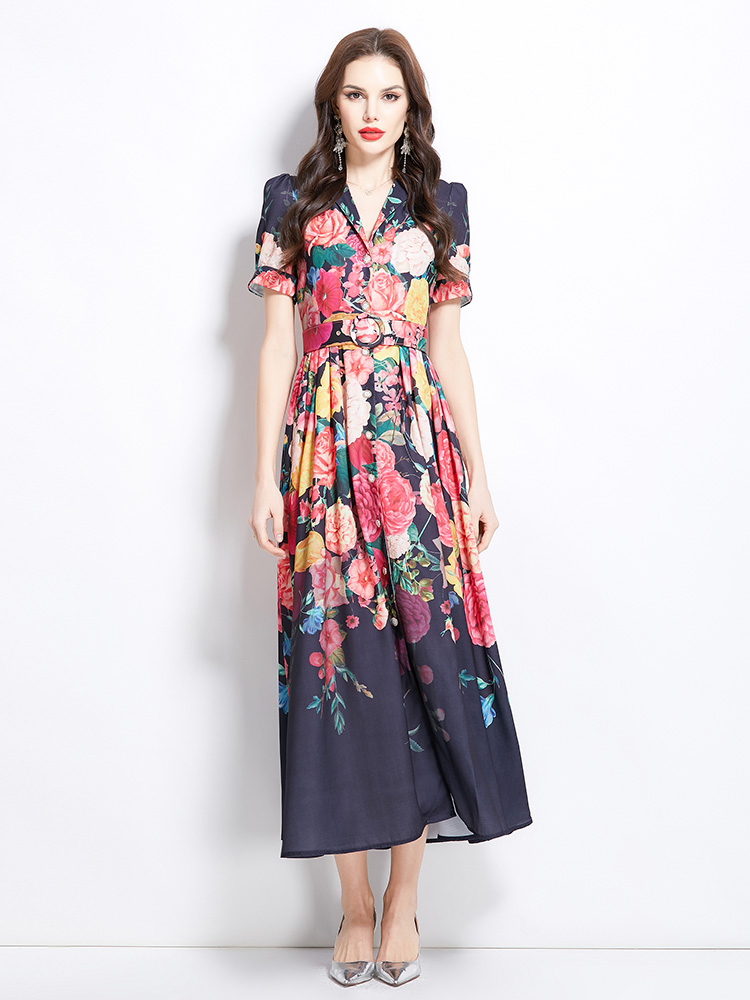 Vacation painting spring and summer long flowers dress