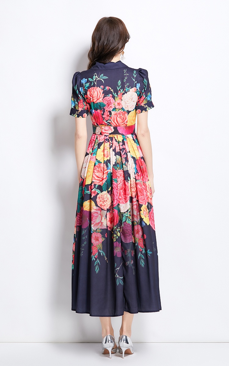 Vacation painting spring and summer long flowers dress