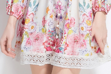 Short lace splice painted vacation painting dress