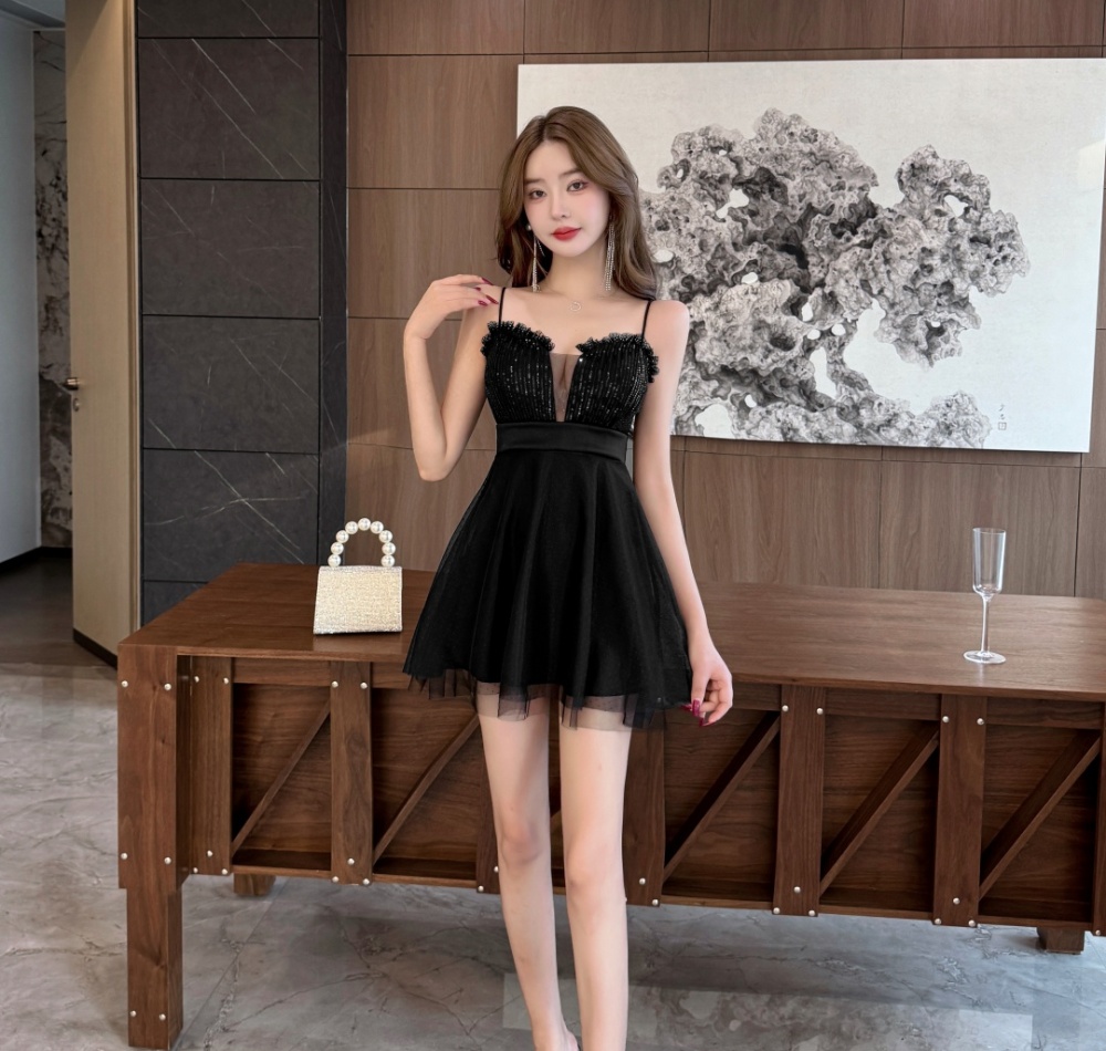 Sweet big skirt sexy temperament V-neck dress