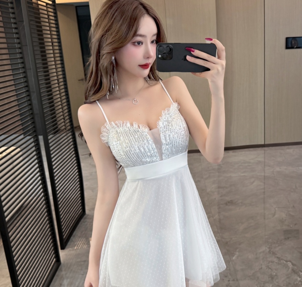 Sweet big skirt sexy temperament V-neck dress