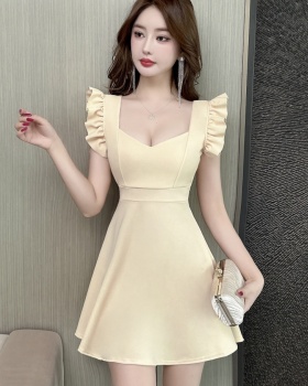 Boats sleeve slim sexy fashion low-cut A-line dress