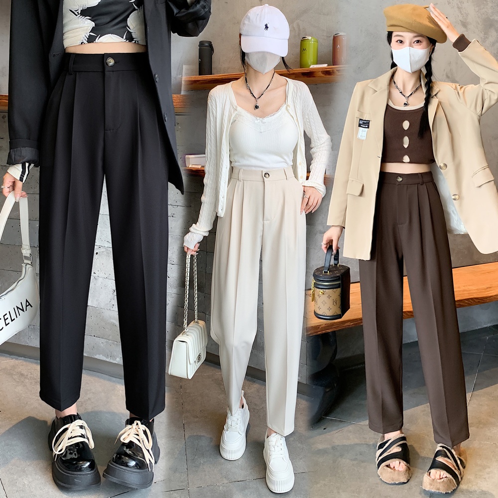 Slim loose black pants drape Casual suit pants for women