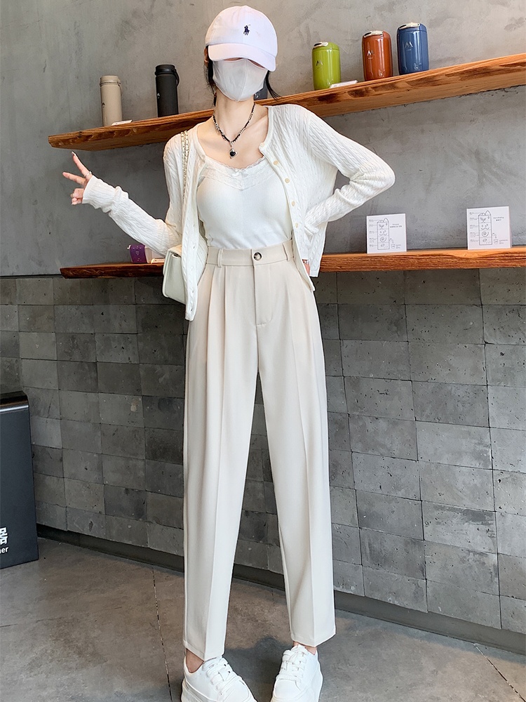 Slim loose black pants drape Casual suit pants for women