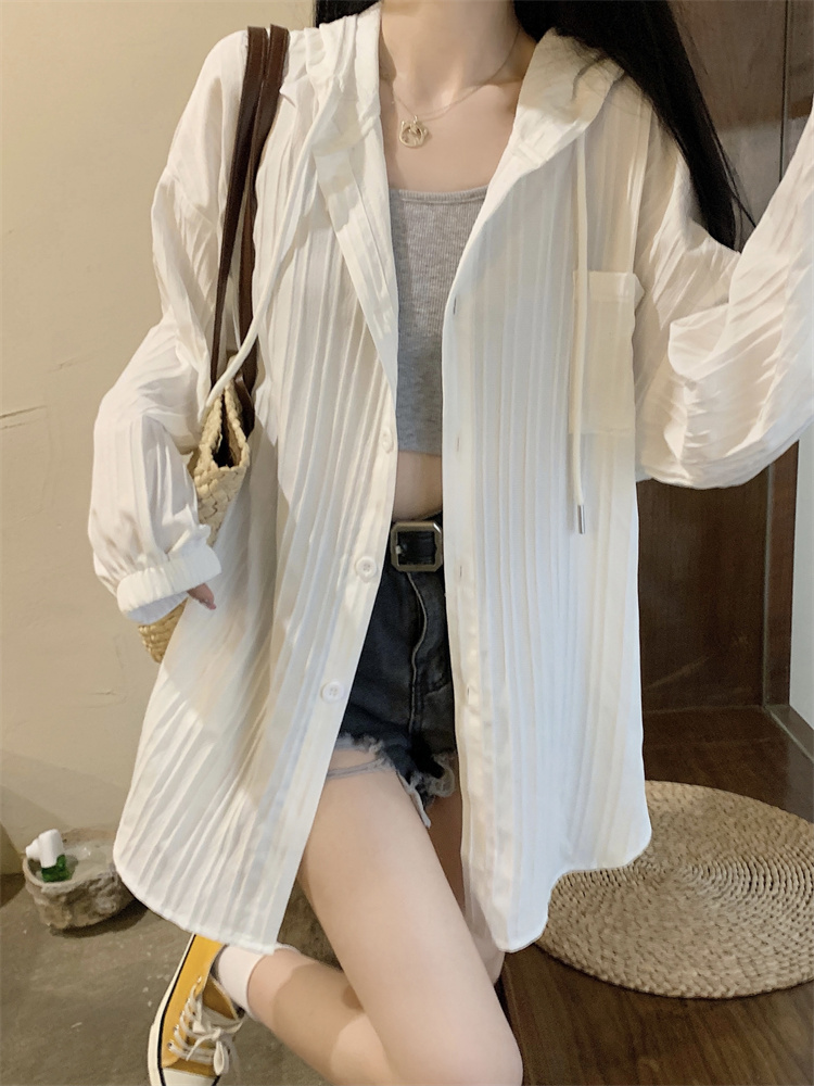 Hooded cardigan long sun shirt for women