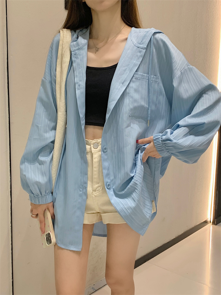 Hooded cardigan long sun shirt for women